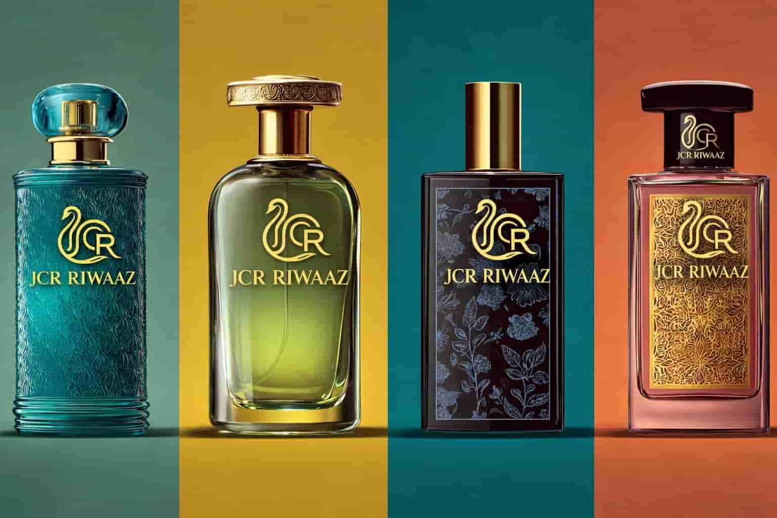 elegant perfume collection with golden accents min