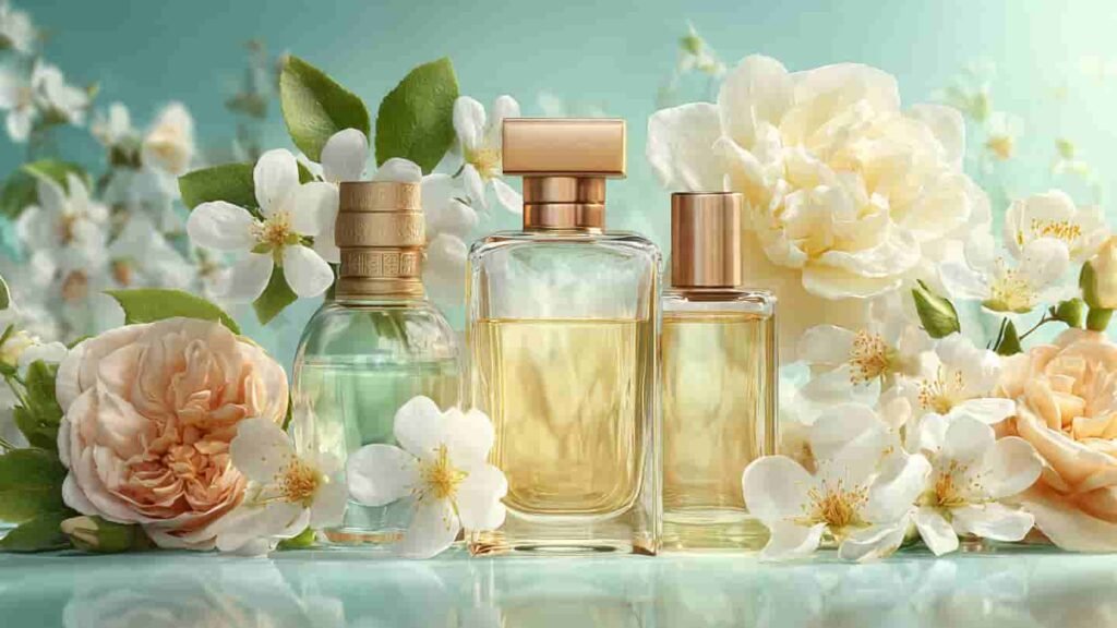 an ultra realistic perfume image with floral notes min